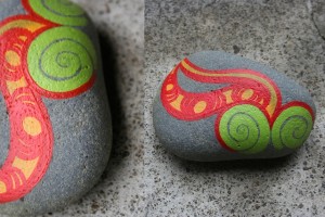 koru hand painted rock