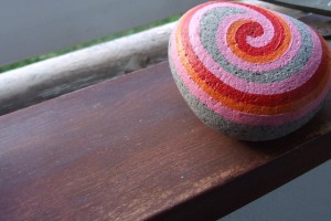 koru hand painted rock
