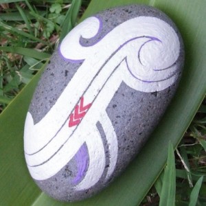koru hand painted rock